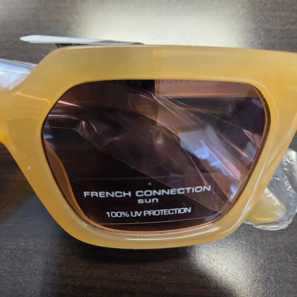 French Connection chunky square sunglasses with gradient lens-Sunny Yellow NWT